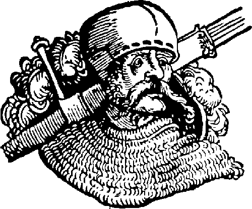 Historic woodcut of a knight